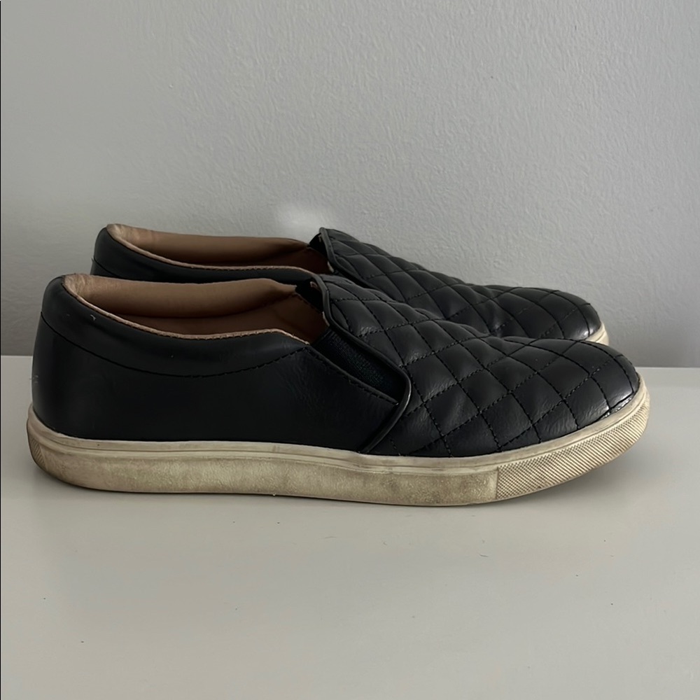 Black Quilted Slip-On Shoes
